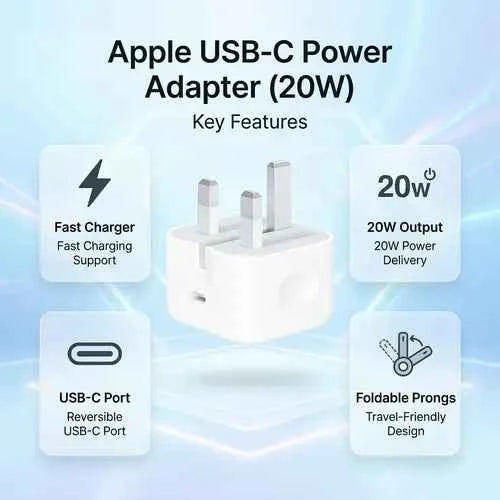 20W C To C PD 3 PIN Power Adapter For iPhone Fast Charger Adapter for iPhone and Compatible USB-C Devices