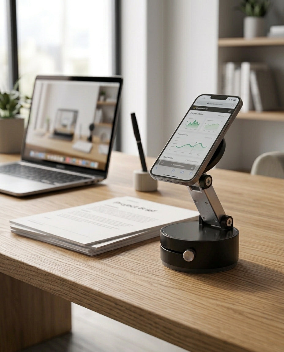 Double-Sided Vacuum Magnetic Phone Holder – Adjustable Foldable Rotating Suction Mount
