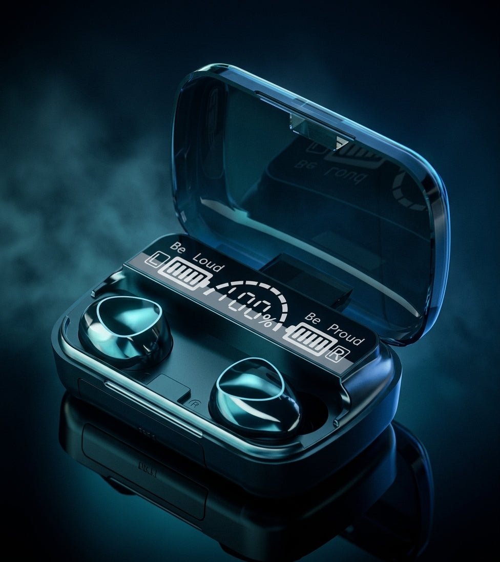 M10 TWS Wireless Bluetooth Earbuds with 9D Noise Reduction & Digital Display Charging Case
