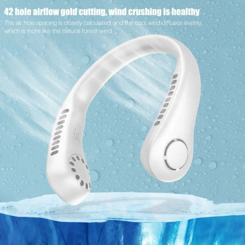 Neck Fan Portable Bladeless neck fans Portable Hanging Neck Fan Micro Cooling Strong Fan 360° Bladeless Hanging Neck Fan Rechargeable USB Mini Neck Fan for Kitchen Outdoor Travel for Summer Sports ( Random Color )