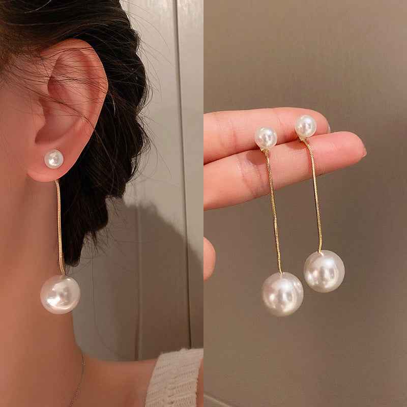 AWJ-157 Elegant Pearl Hanging Korean Earrings – Stylish, Lightweight & Trendy Fashion Jewelry for Women golden