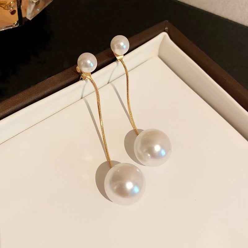 AWJ-157 Elegant Pearl Hanging Korean Earrings – Stylish, Lightweight & Trendy Fashion Jewelry for Women golden