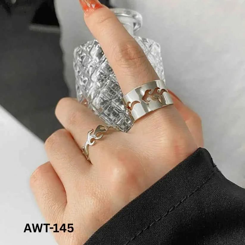 AWT-145 Star Couple Rings Adjustable Matching Rings With Elegant Star Design For Couples (black)