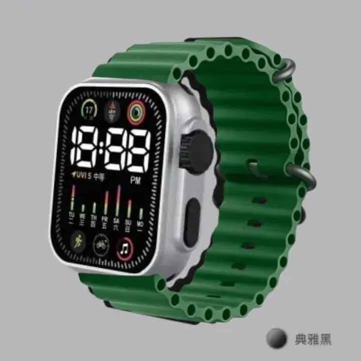 Unisex Waterproof Digital Display Watch – LED Screen Sports Wrist Watch for Men & Women (Orange, Blue, Green, Black)