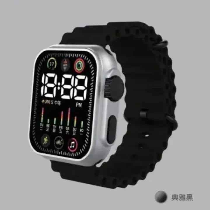 Unisex Waterproof Digital Display Watch – LED Screen Sports Wrist Watch for Men & Women (Orange, Blue, Green, Black)