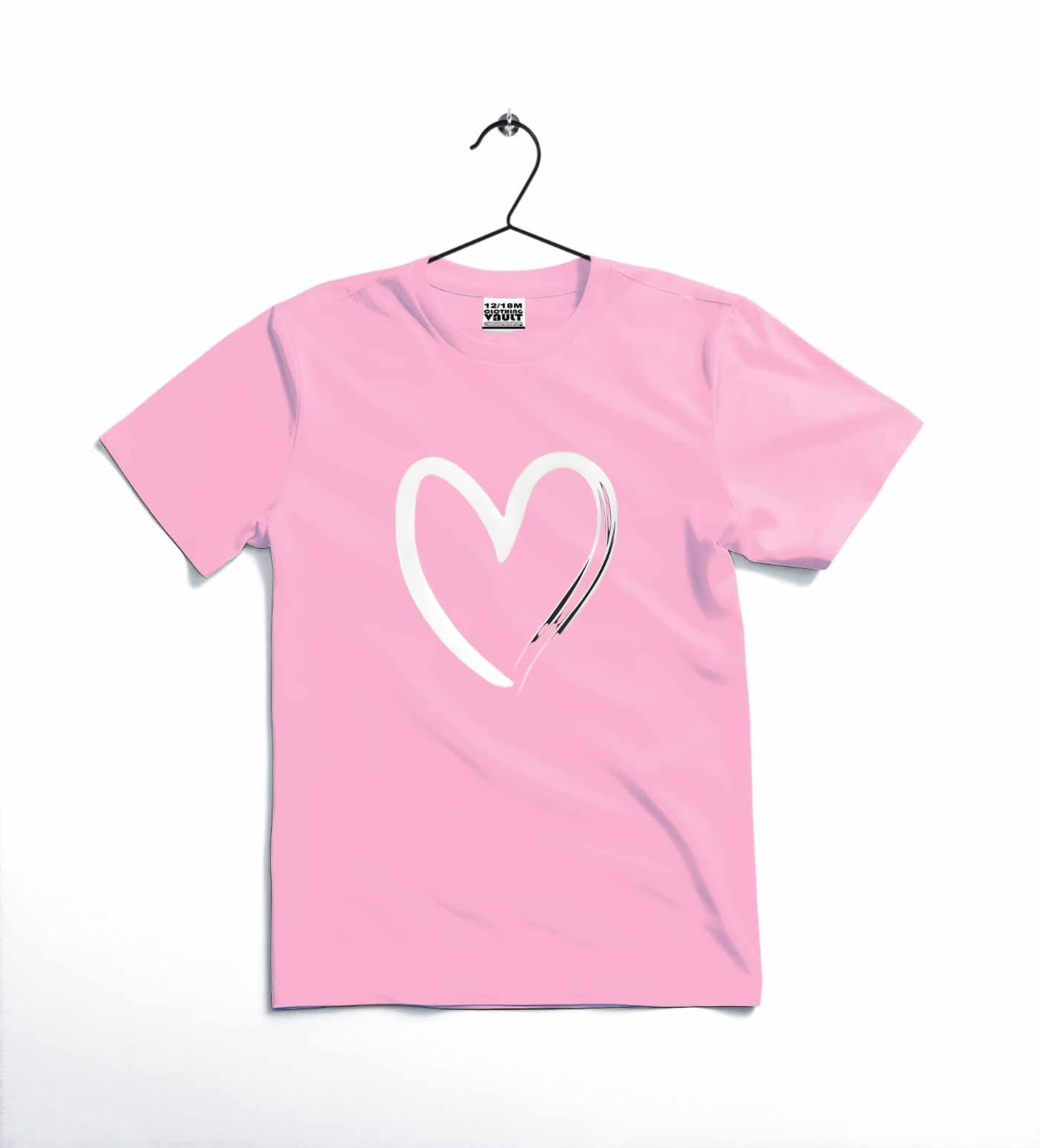 Heart Printed Kids T-Shirt – Soft Cotton Casual Tee for Toddlers & Kids ~ 12-18 Months (Black)