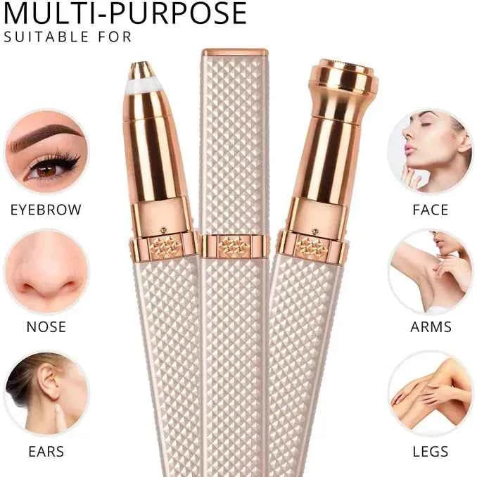 2-in-1 Flawless Hair Remover & Eyebrow Trimmer – Portable Electric Facial Hair Trimmer for Women | Painless & Rechargeable