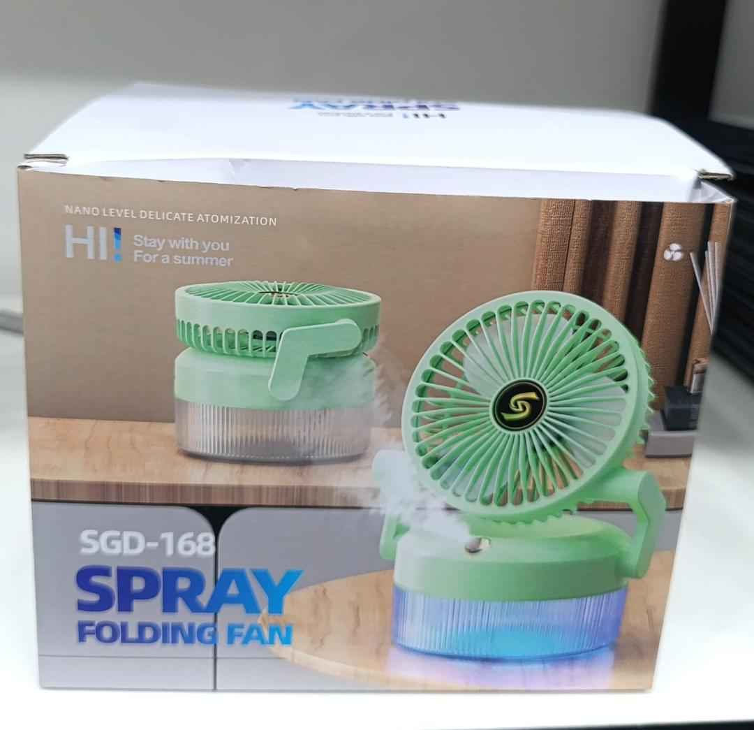 800ML Rechargeable Desktop Humidification Fan Portable Foldable Spray Misting Fan With Blue Light (Random Colour)