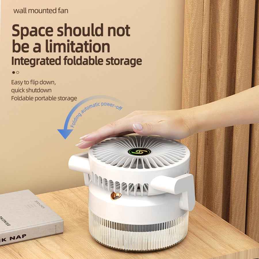 800ML Rechargeable Desktop Humidification Fan Portable Foldable Spray Misting Fan With Blue Light (Random Colour)