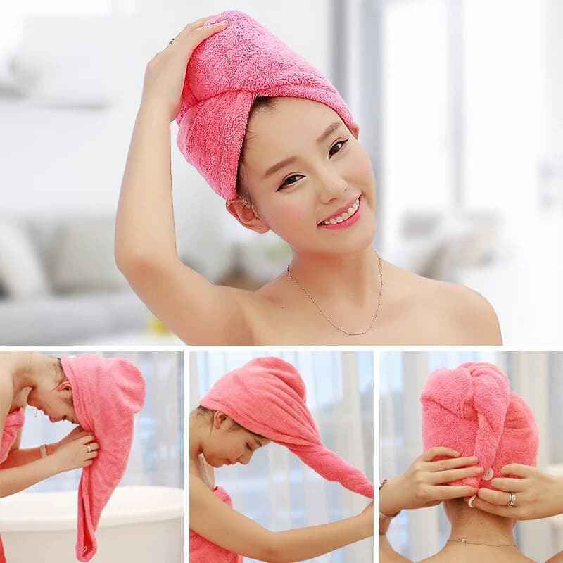 Pack Of 2 Super Absorbent Quick Dry Hair Towel Microfiber Wrap Turban For Women Curly Long Thick Hair (Random Colour)