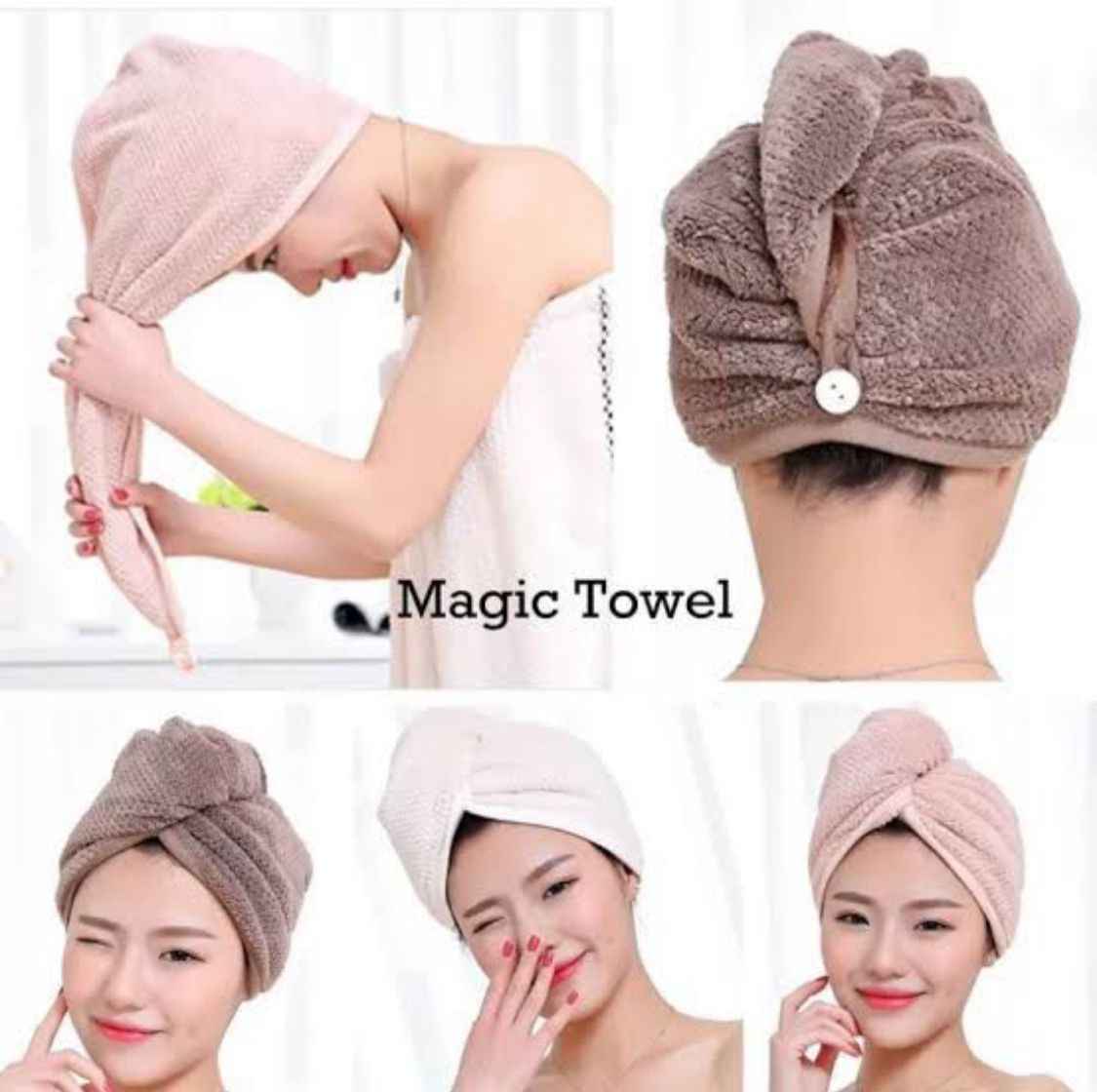 Pack Of 2 Super Absorbent Quick Dry Hair Towel Microfiber Wrap Turban For Women Curly Long Thick Hair (Random Colour)