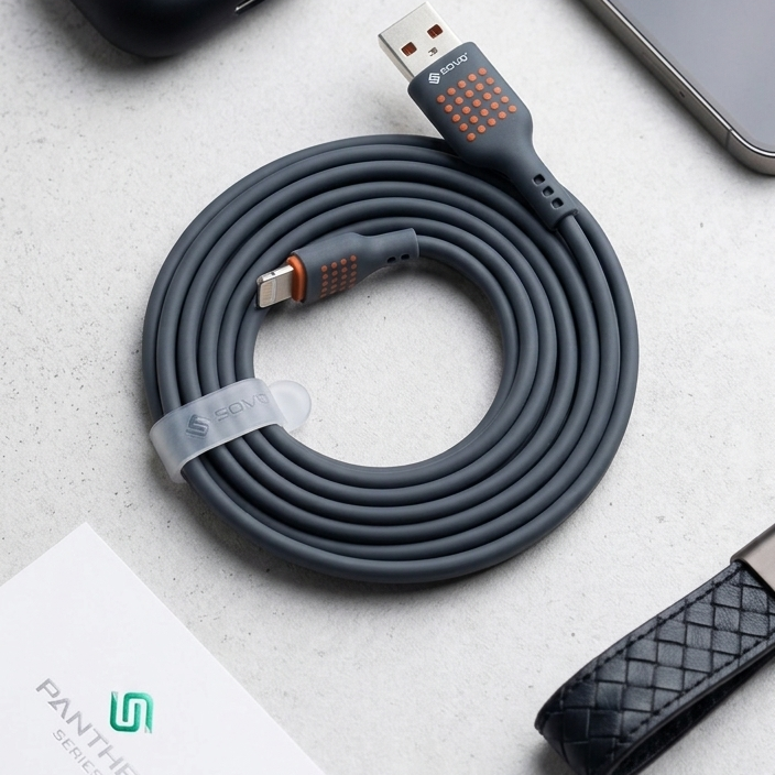 SOVO SC-009 Panther Series iPhone Data Cable – Super Fast Charging & Durable Silica Gel Build