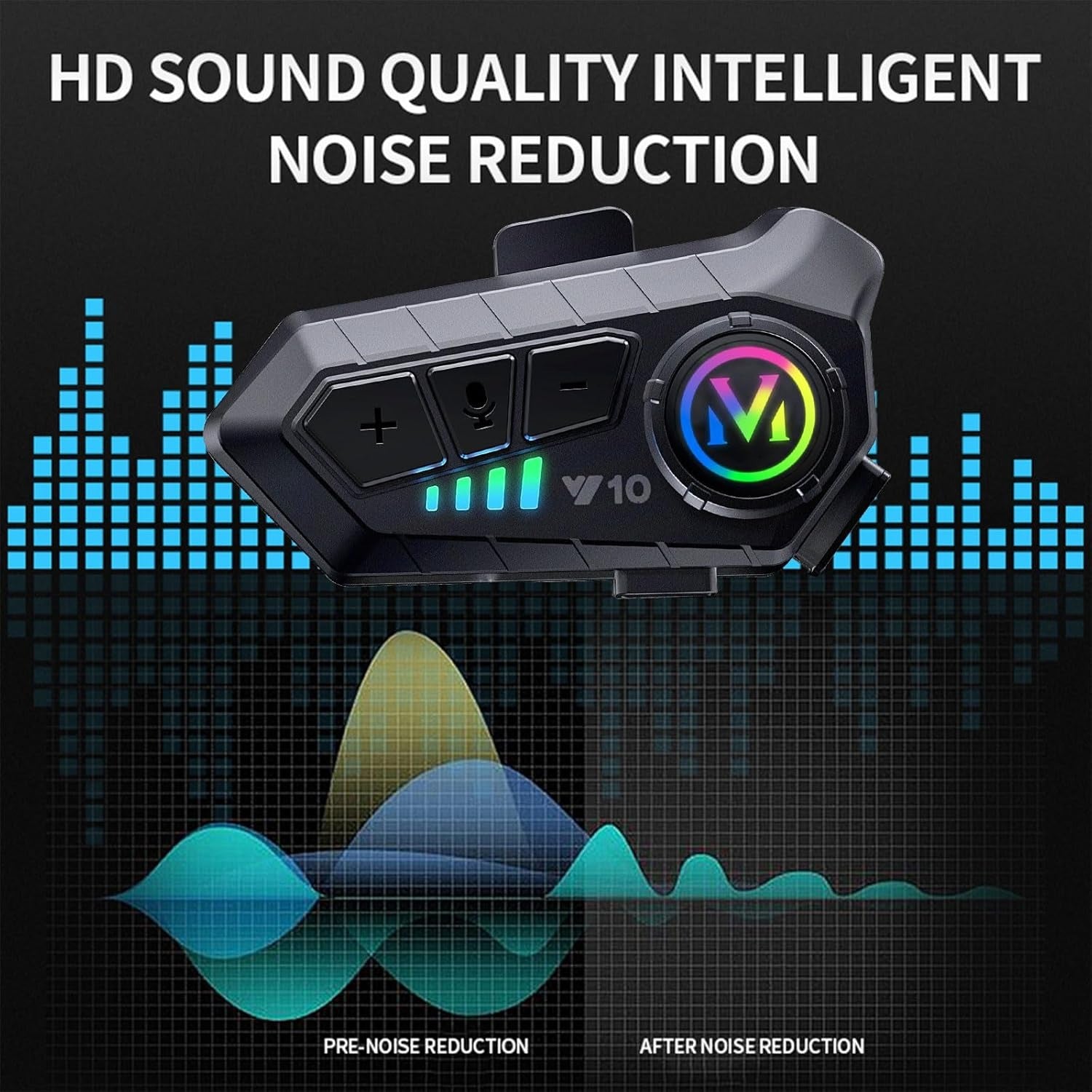 Motorcycle Helmet Bluetooth Headset Bluetooth 5.3 Smart Noise Reduction IPX6 Waterproof HiFi Headphones