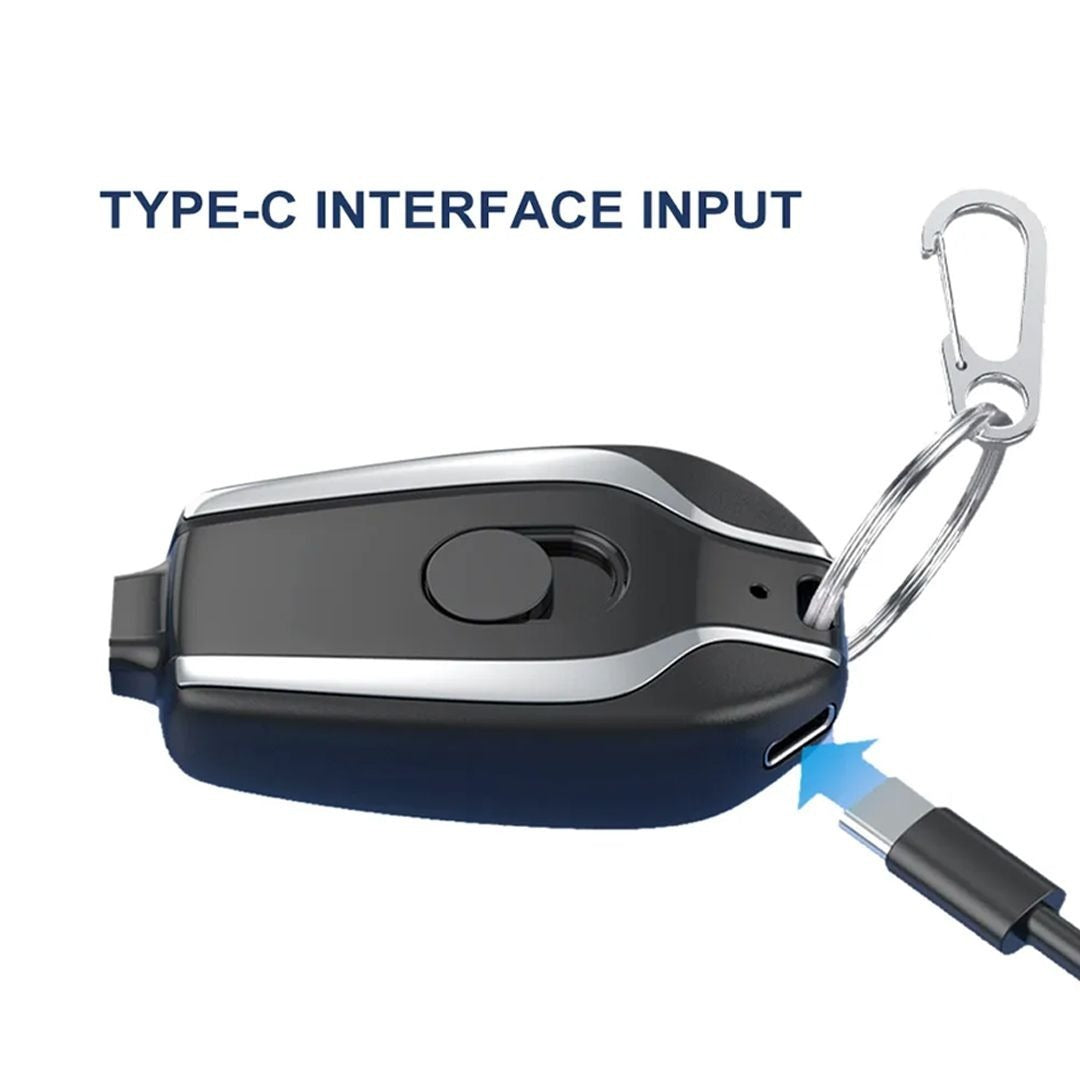 Mini Keychain Power Bank 1500mAh | Ultra-Compact Type-C Emergency Portable Charger | Instant Backup Power Pod