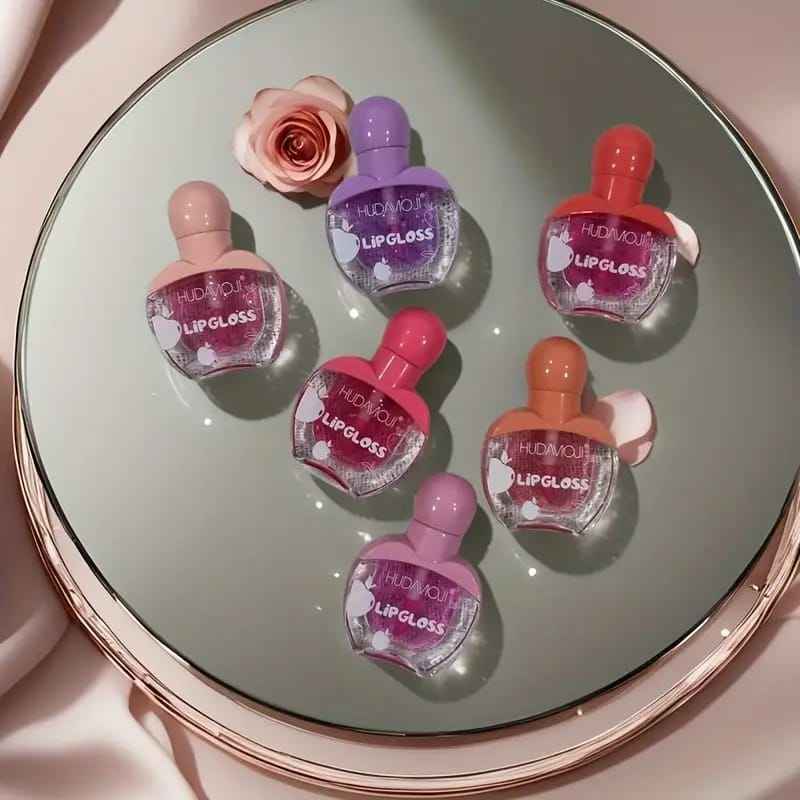 Huda Moji High Pigmented Lip Oil Set – Shades of Pink Gloss Collection ~ Pack Of 6