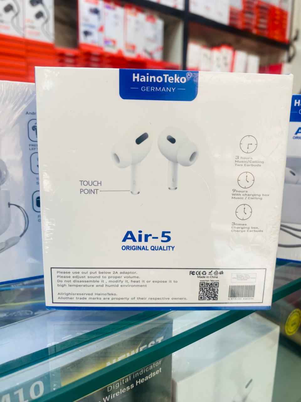 Haino Teko Air-5 True Wireless Earbuds – Germany Quality TWS with Touch Controls, Deep Bass, and Portable Charging Case