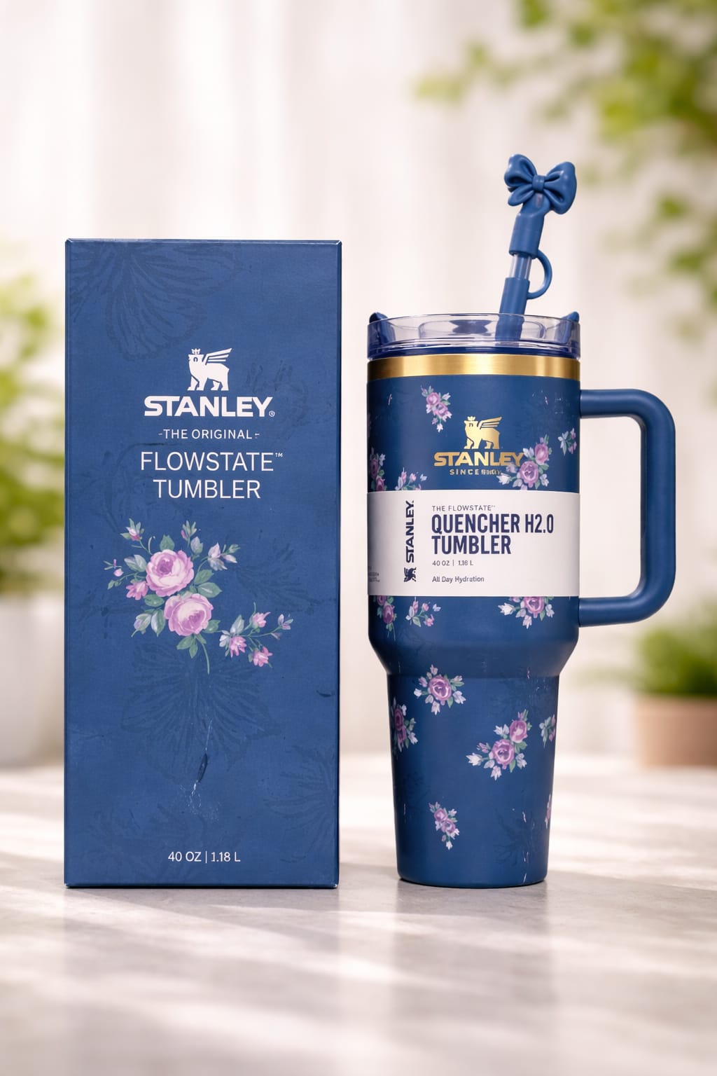 Stanley Premium Printed Tumbler 40oz with Box – Stylish Stainless Steel Vacuum Insulated Travel Mug Color :
