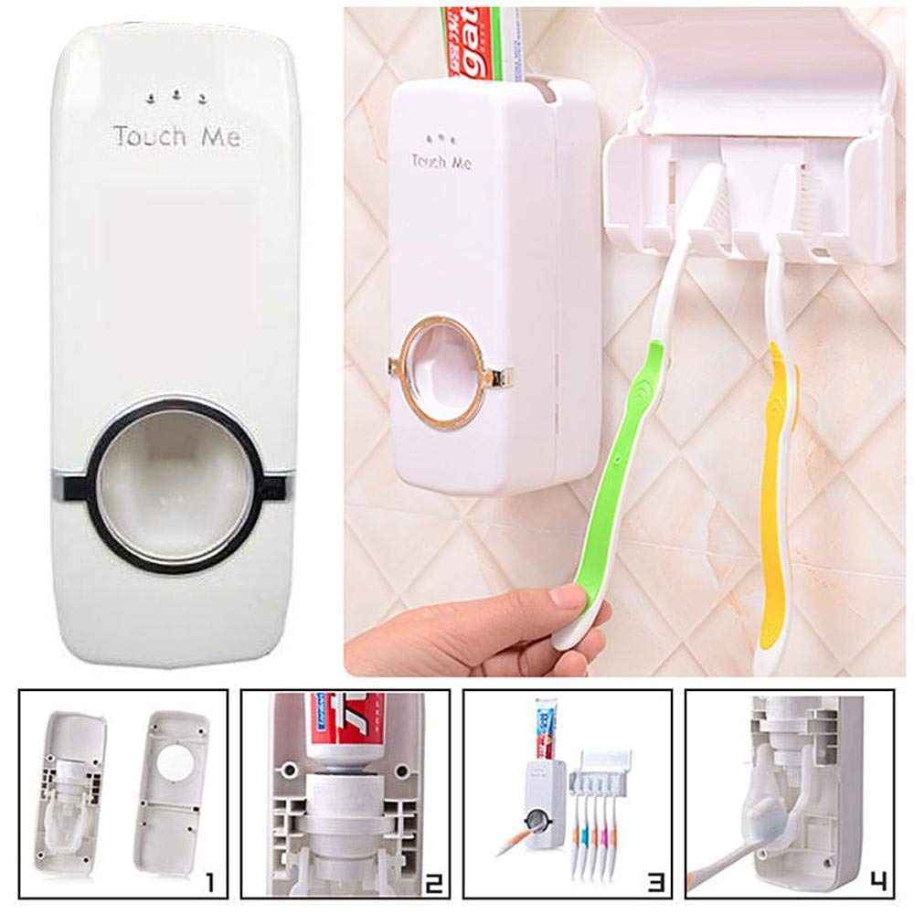 Automatic Toothpaste Dispenser With Toothbrush Holder Wall Mounted Durable Hygienic And Convenient Bathroom Accessory