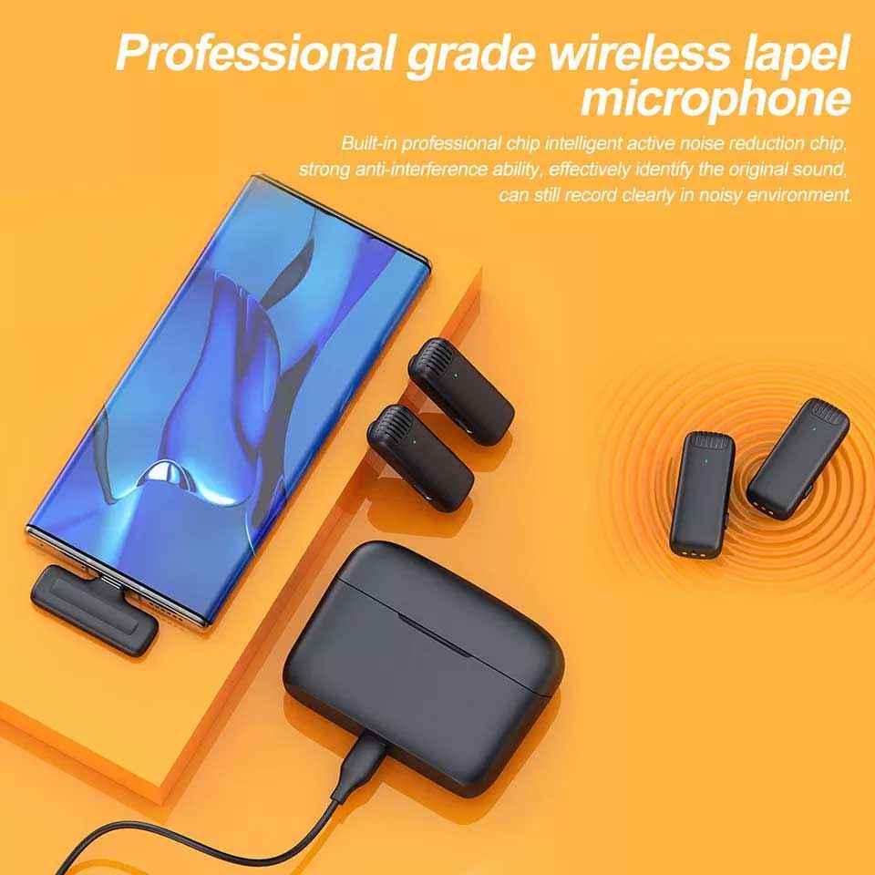 J13 Type C Dual Wireless Lavalier Microphone With Charging Case Video Recording Mic - Electronic Accessory For Audio Recording Routine