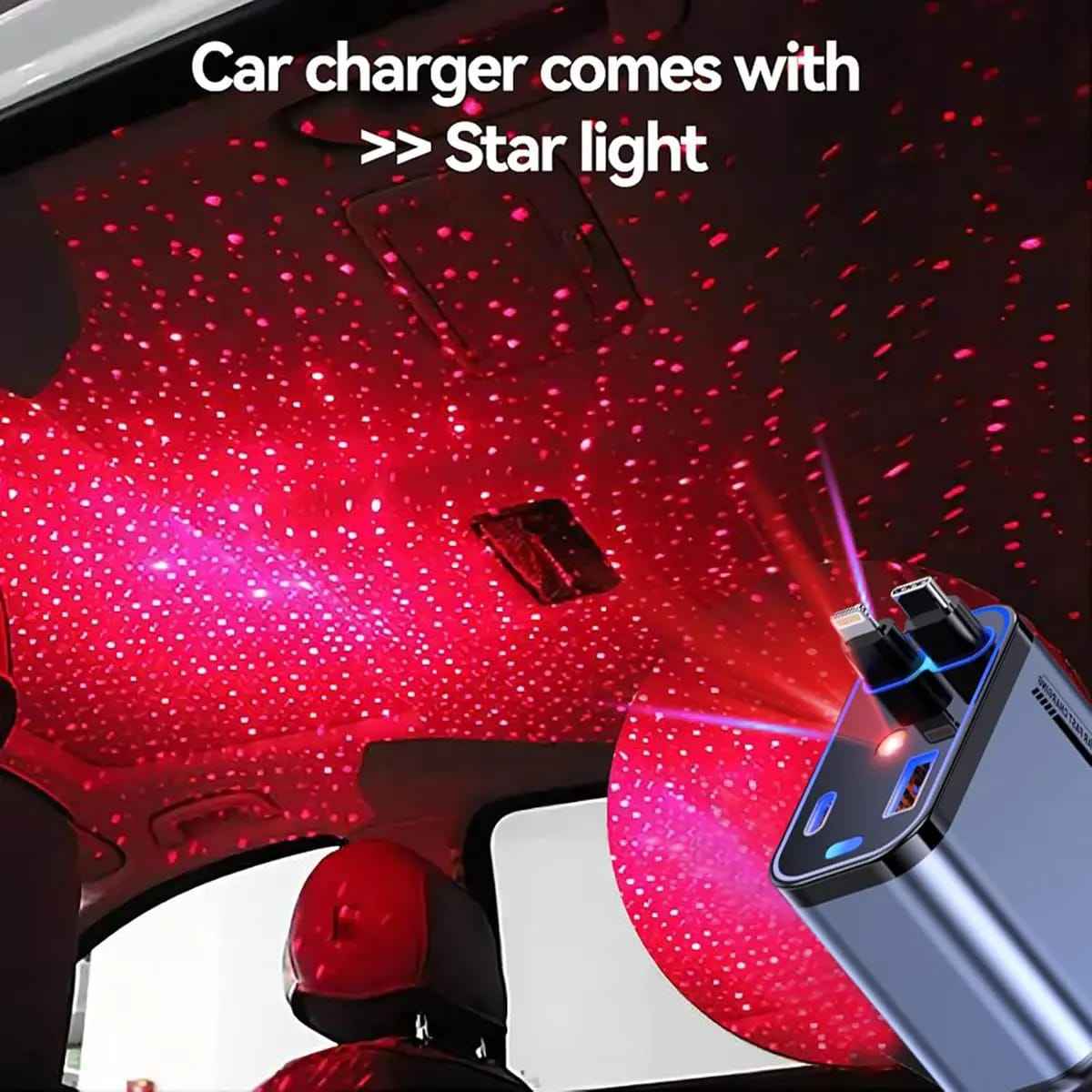 4 In 1 Fast Charging Usb-C Car Adapter - Car Accessory Designed For Power Charging And Daily Travel Routine - With Light