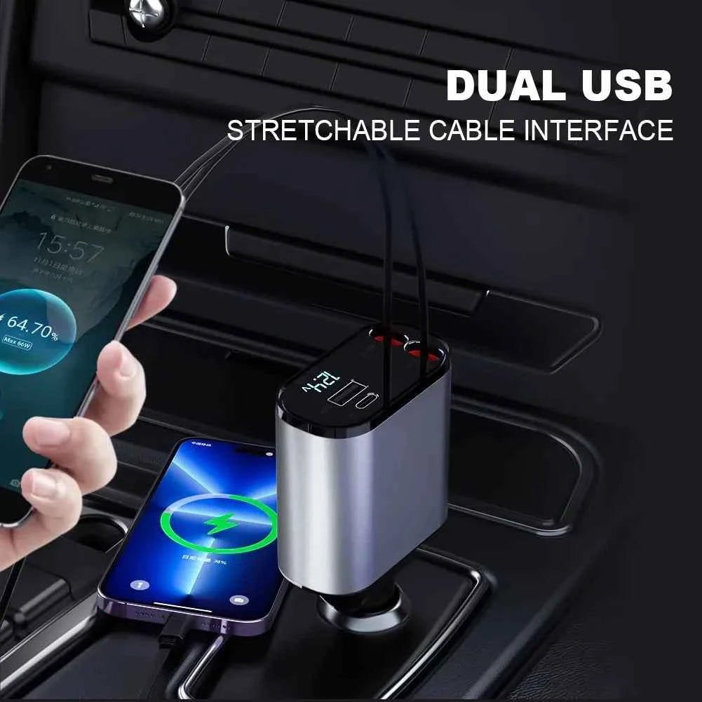 4 In 1 Fast Charging Usb-C Car Adapter - Car Accessory Designed For Power Charging And Daily Travel Routine - With Light