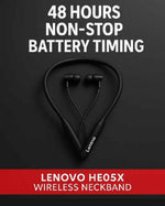 Lenovo HE05X Wireless Bluetooth Neckband Earphones – Magnetic Sports Earbuds with HD Sound & Built-in Mic