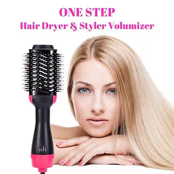 3 in 1 Professional Hot Air Hair Brush Styler - Dryer, Straightener & Curler