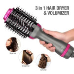 3 in 1 Professional Hot Air Hair Brush Styler - Dryer, Straightener & Curler