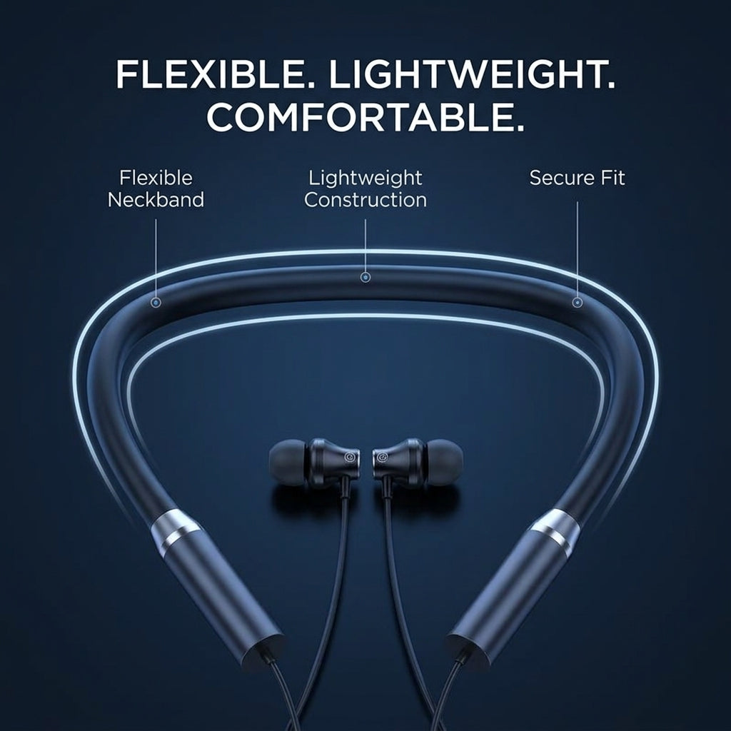 Lenovo HE05X Wireless Bluetooth Neckband Earphones – Magnetic Sports Earbuds with HD Sound & Built-in Mic