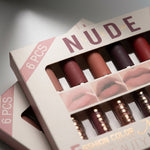 6 Pcs Nude & Red Matte Lip Gloss Set | High Pigmented Long Lasting Liquid Lipstick Collection