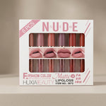 6 Pcs Nude & Red Matte Lip Gloss Set | High Pigmented Long Lasting Liquid Lipstick Collection