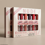 6 Pcs Nude & Red Matte Lip Gloss Set | High Pigmented Long Lasting Liquid Lipstick Collection