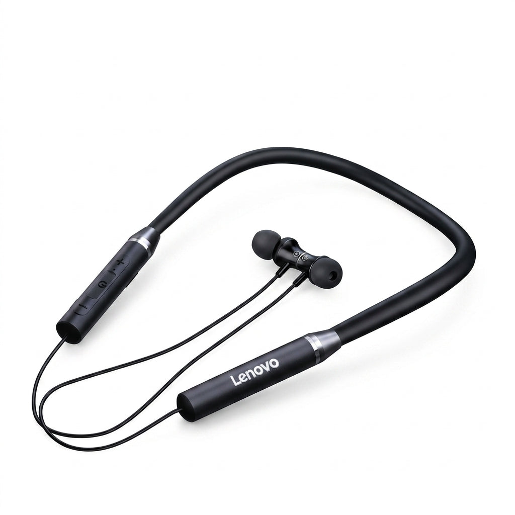 Lenovo HE05X Wireless Bluetooth Neckband Earphones – Magnetic Sports Earbuds with HD Sound & Built-in Mic