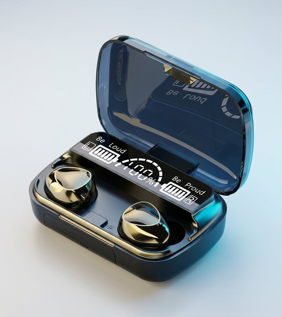 M10 TWS Wireless Bluetooth Earbuds with 9D Noise Reduction & Digital Display Charging Case