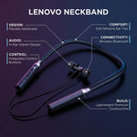 Lenovo HE05X Wireless Bluetooth Neckband Earphones – Magnetic Sports Earbuds with HD Sound & Built-in Mic