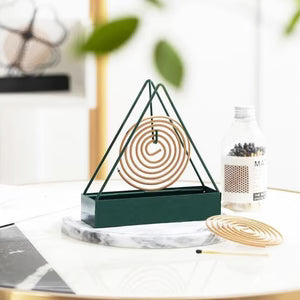 Product Name: Triangle Metal Mosquito Coil Holder with Ash Tray – Modern Incense Burner for Home & Outdoor Use