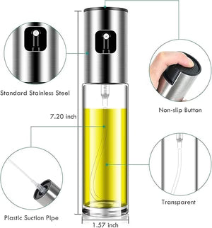 Stainless Steel Oil Spray Bottle – Refillable Cooking Oil Dispenser for Kitchen & BBQ