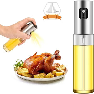 Stainless Steel Oil Spray Bottle – Refillable Cooking Oil Dispenser for Kitchen & BBQ