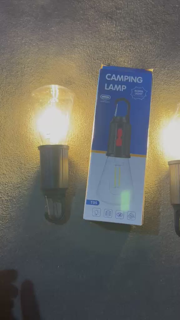 T03 & T05 Portable Warm Light Camping Lamp with Hanging Hook – Rechargeable Emergency LED Lantern