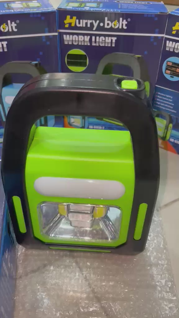 Solar Rechargeable 3-in-1 Emergency Light - Hurry Bolt Portable LED Work Light, Torch & Power Bank